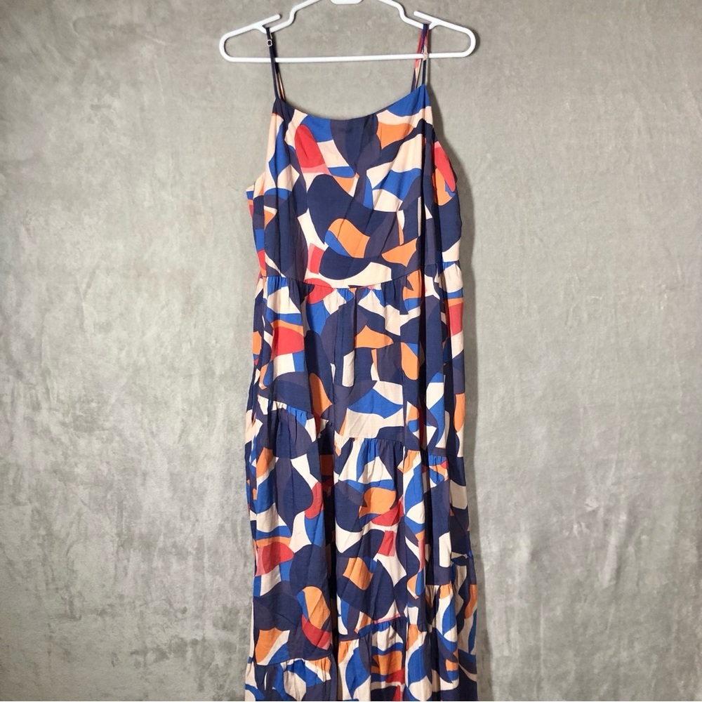 Nine West Asymmetrical Tiered Maxi Dress Women’s XL Tropical Colorful Resortwear - Picture 4 of 9